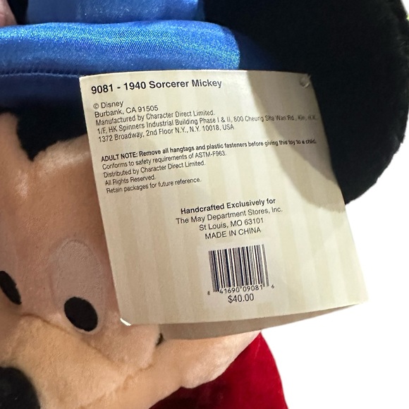 NWT Disney's Milestone Mickey 1940s Sorcerer Mickey Mouse Plush Limited Edition - Picture 7 of 7